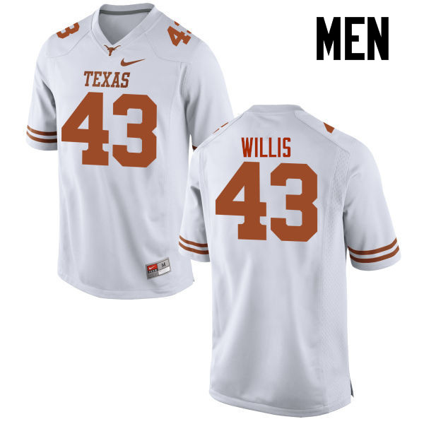 Men #43 Robert Willis Texas Longhorns College Football Jerseys-White